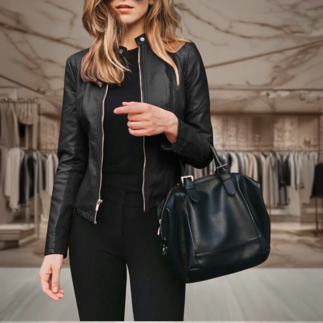 Women’s Fitted Leather Jacket Zip Front | Nora