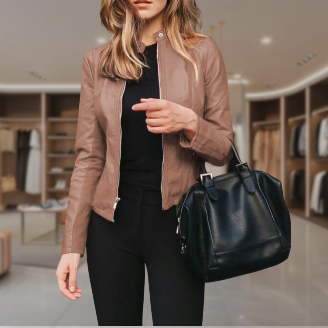 Women’s Fitted Leather Jacket Zip Front | Nora