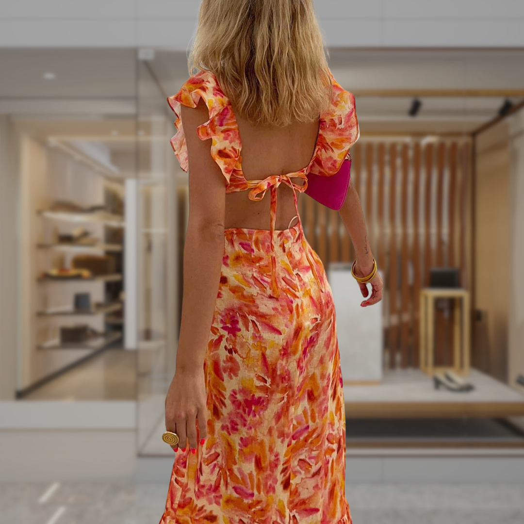 Women’s Ruffled Cut Out Floral Maxi Dress | Maddy