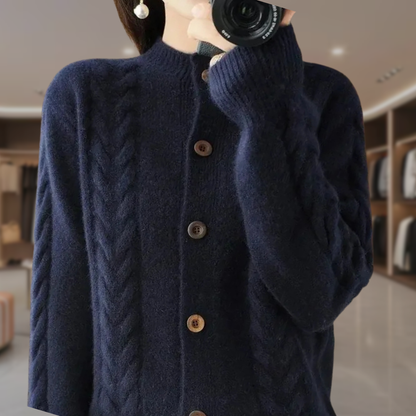 Women’s Cable Knit Button Up Cardigan | Hallie