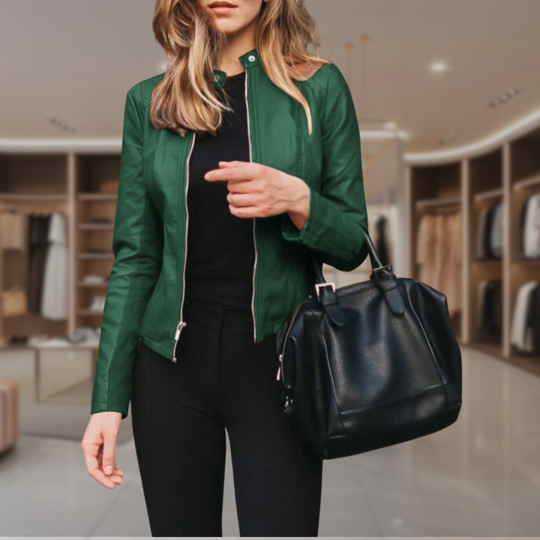 Women’s Fitted Leather Jacket Zip Front | Nora